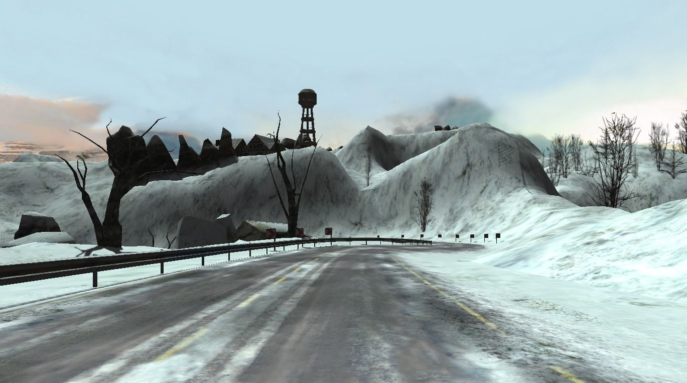 Winterlandscape snowy road in video game Low-poly 3D model_3