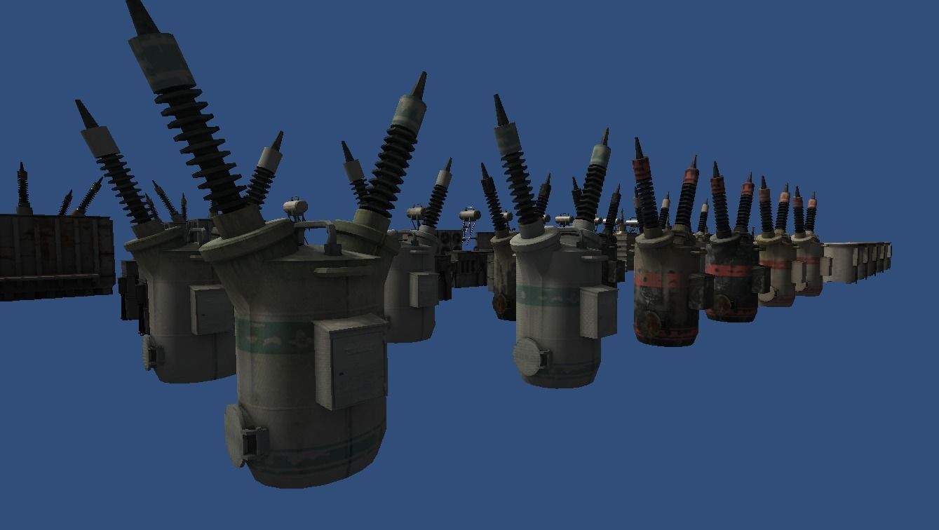 Powerstation props collection Low-poly 3D model_7
