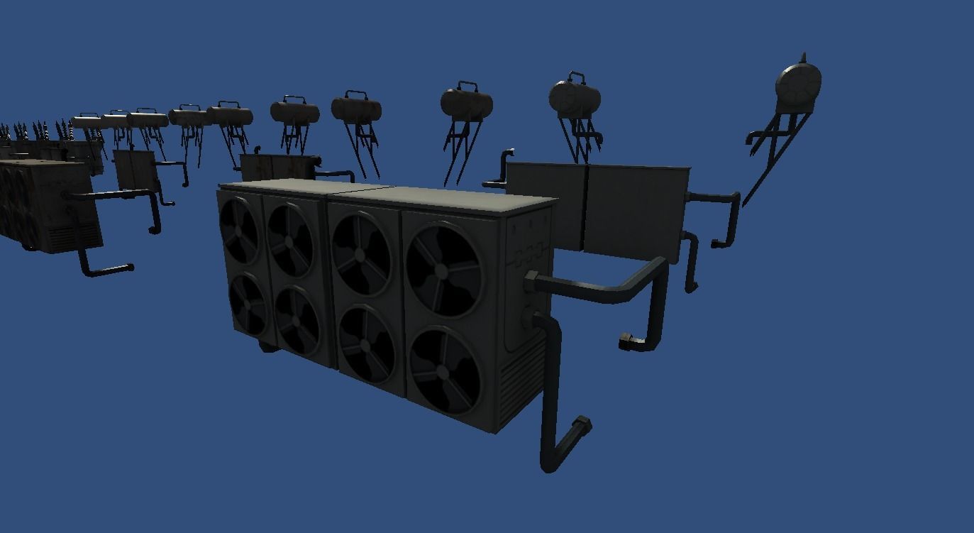 Powerstation props collection Low-poly 3D model_11