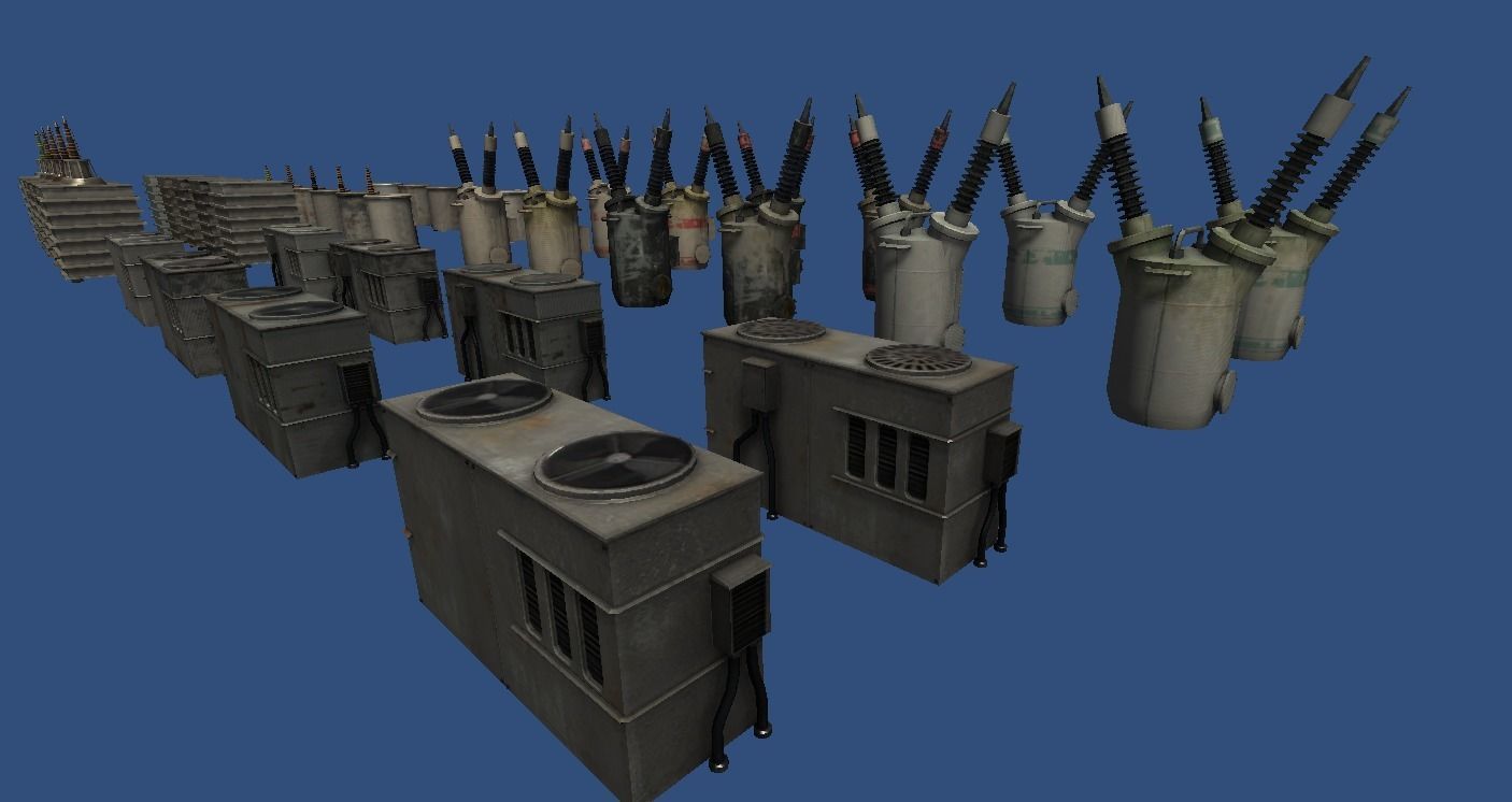 Powerstation props collection Low-poly 3D model_3