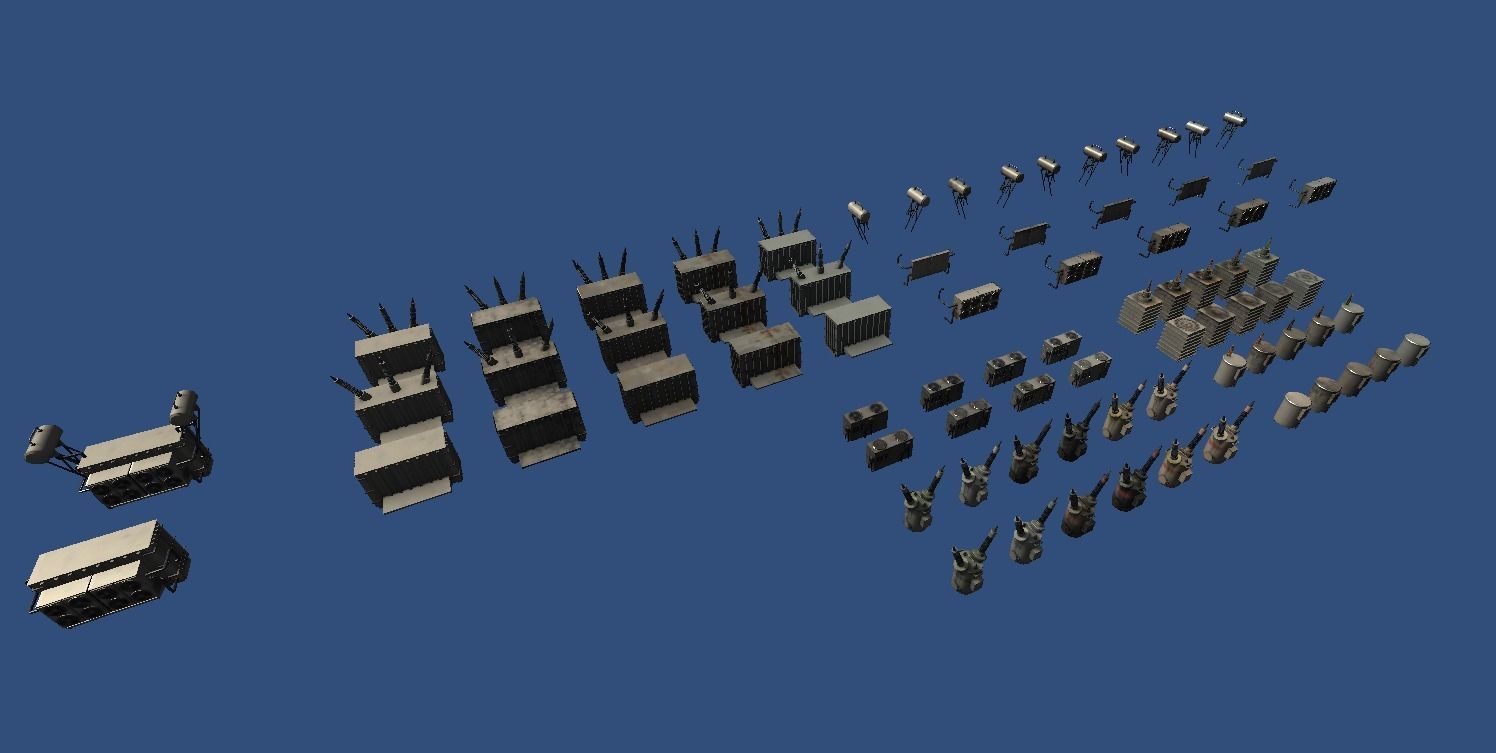 Powerstation props collection Low-poly 3D model_8