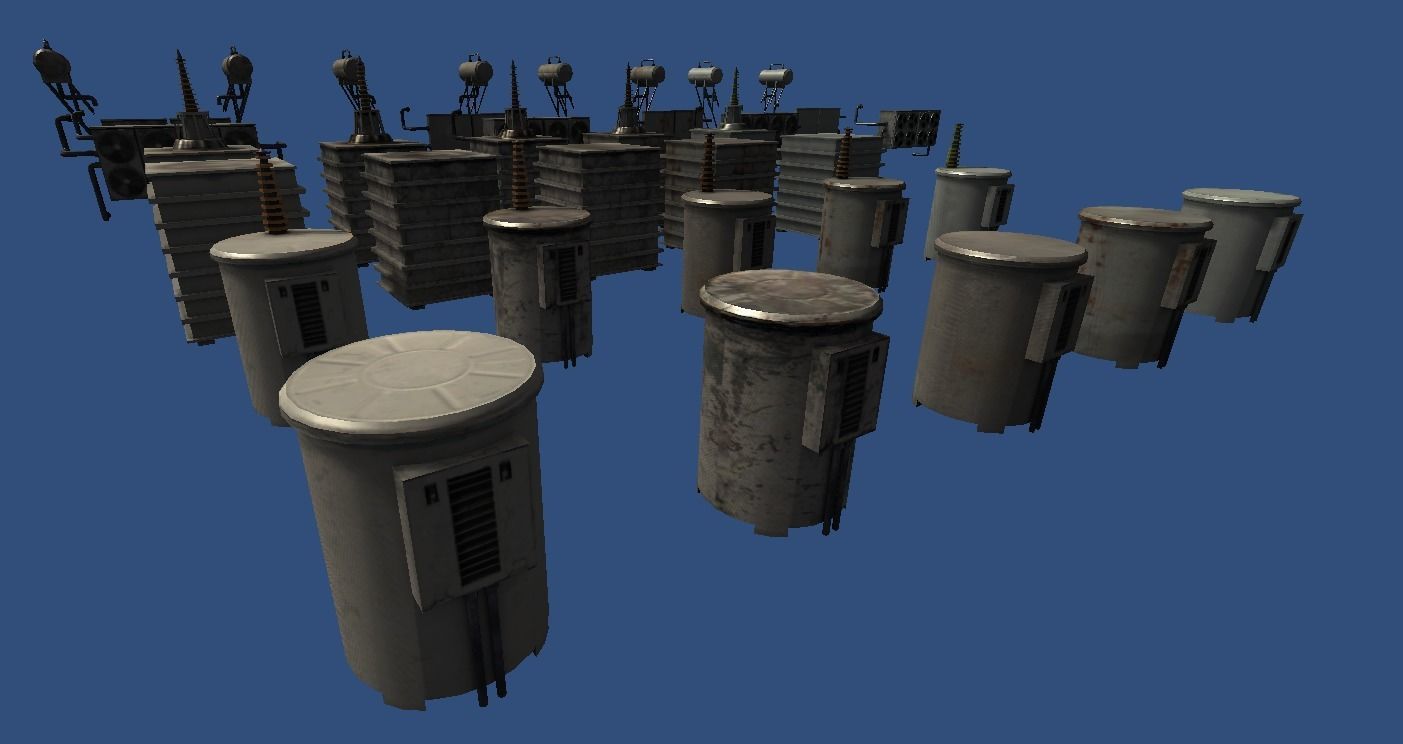 Powerstation props collection Low-poly 3D model_12