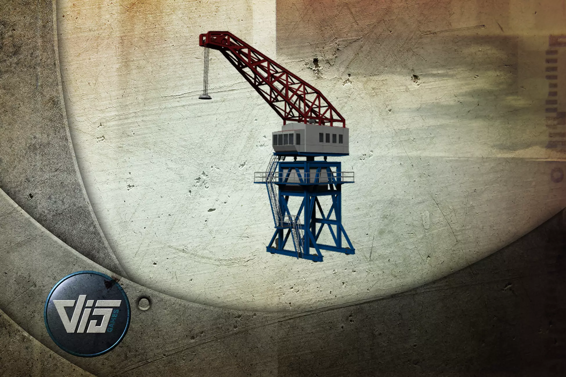 Harbour crane Low-poly 3D model_0