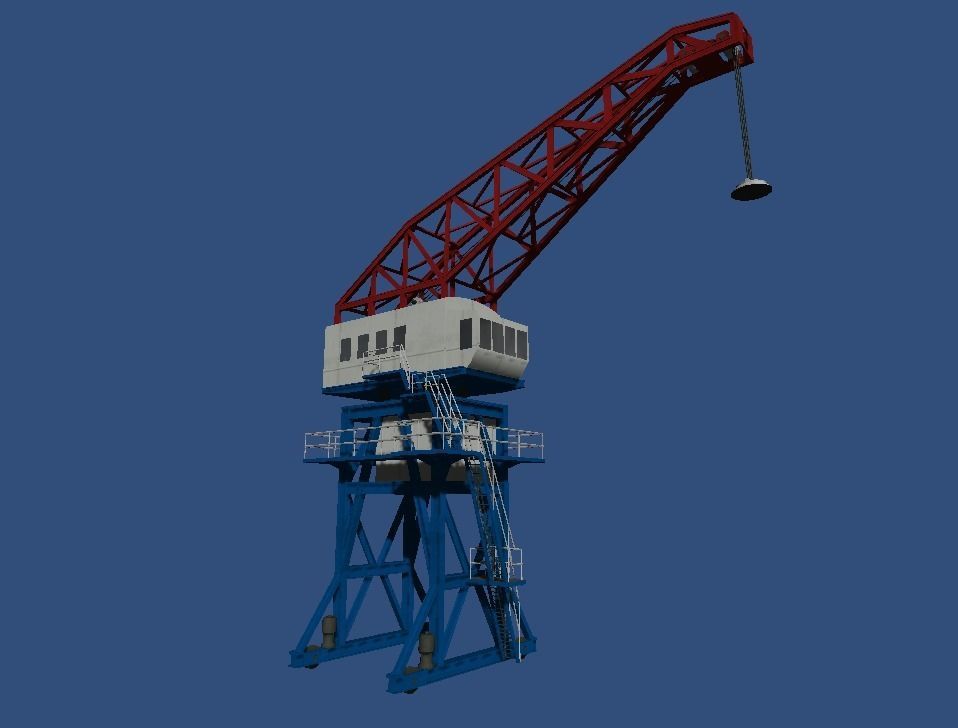 Harbour crane Low-poly 3D model_2