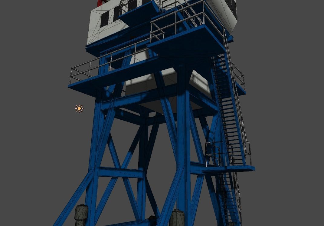 Harbour crane Low-poly 3D model_1