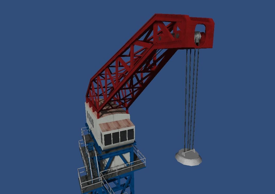 Harbour crane Low-poly 3D model_4