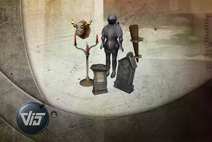 Cartoon spooky props collection