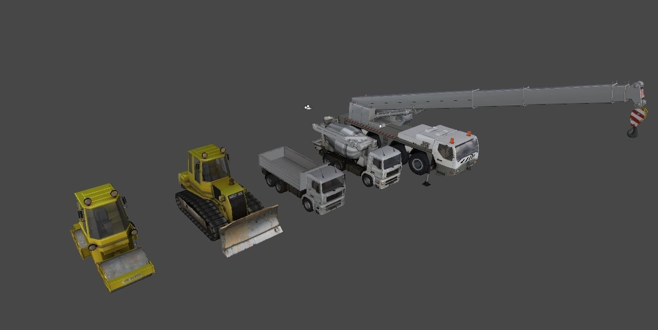 Construction vehicles Low-poly 3D model_2