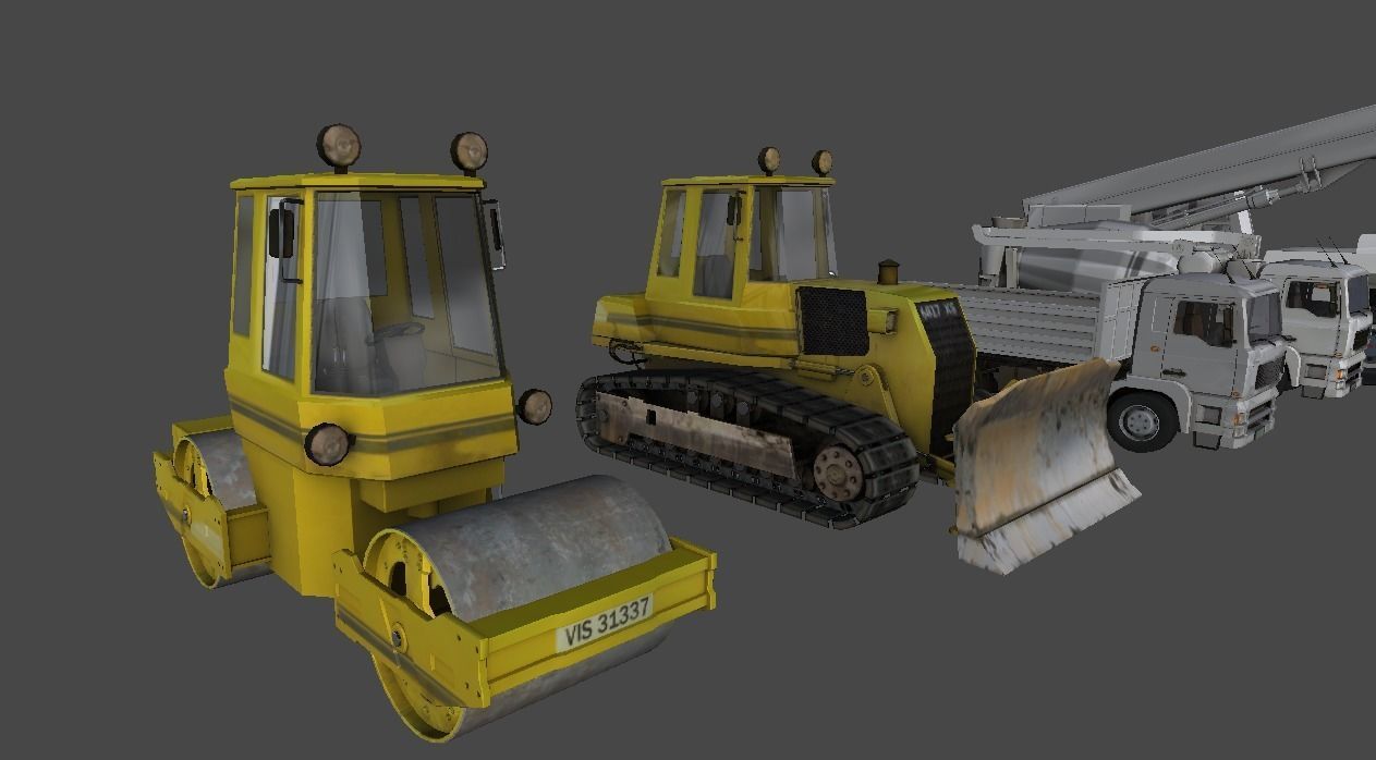 Construction vehicles Low-poly 3D model_4