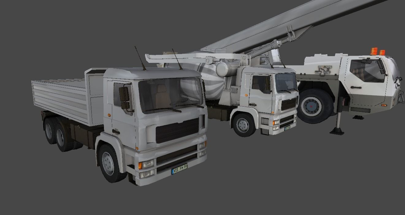 Construction vehicles Low-poly 3D model_3