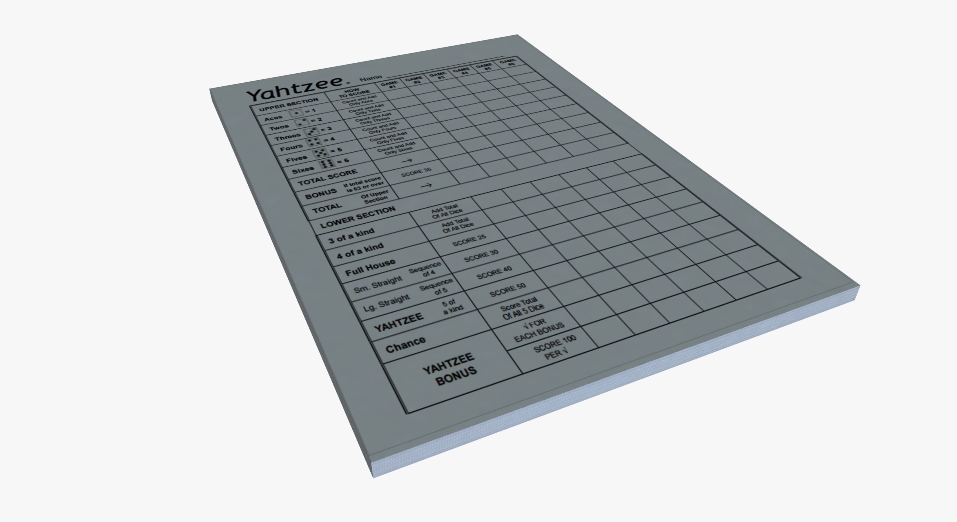 Yahtzee dice 3D model_3