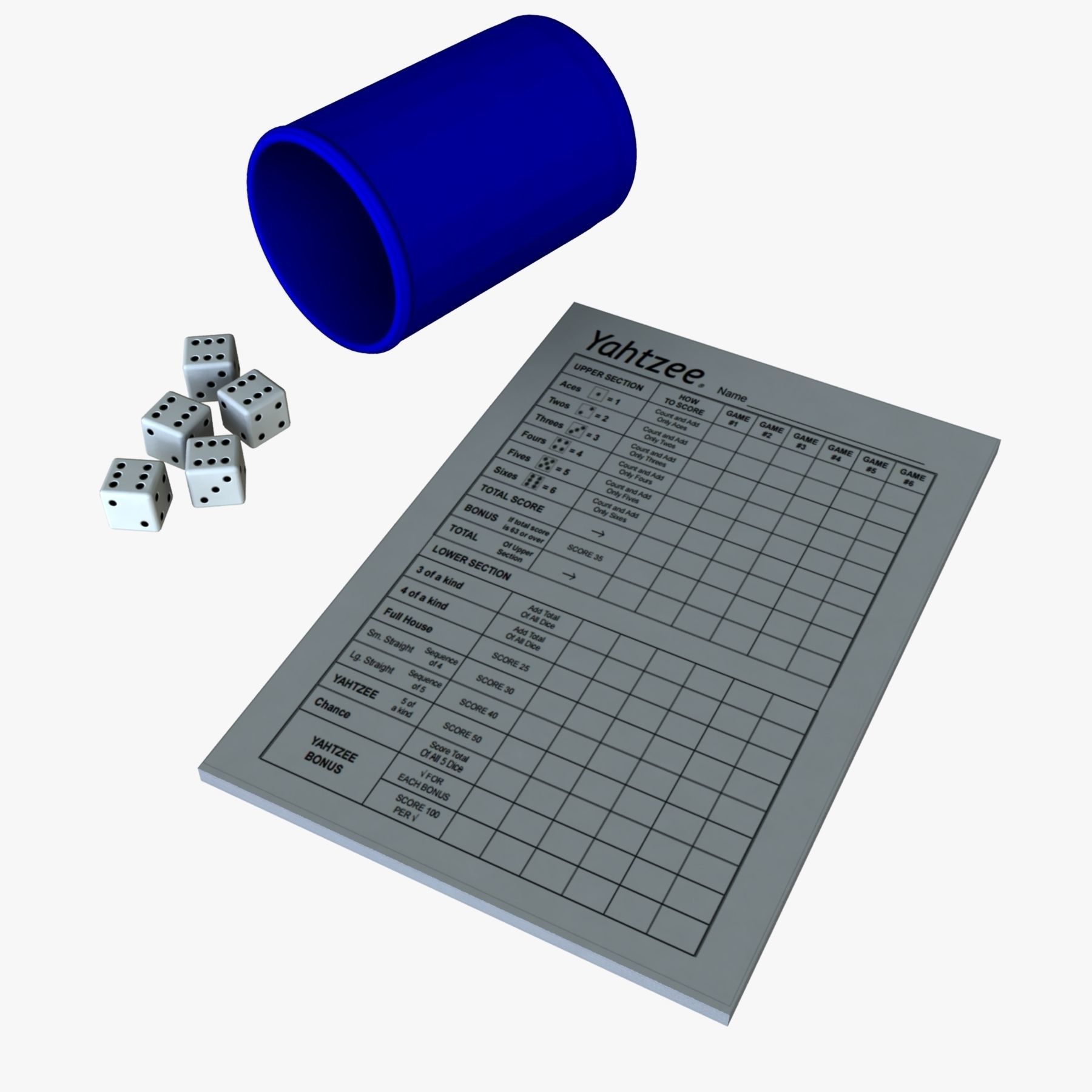 Yahtzee dice 3D model_1