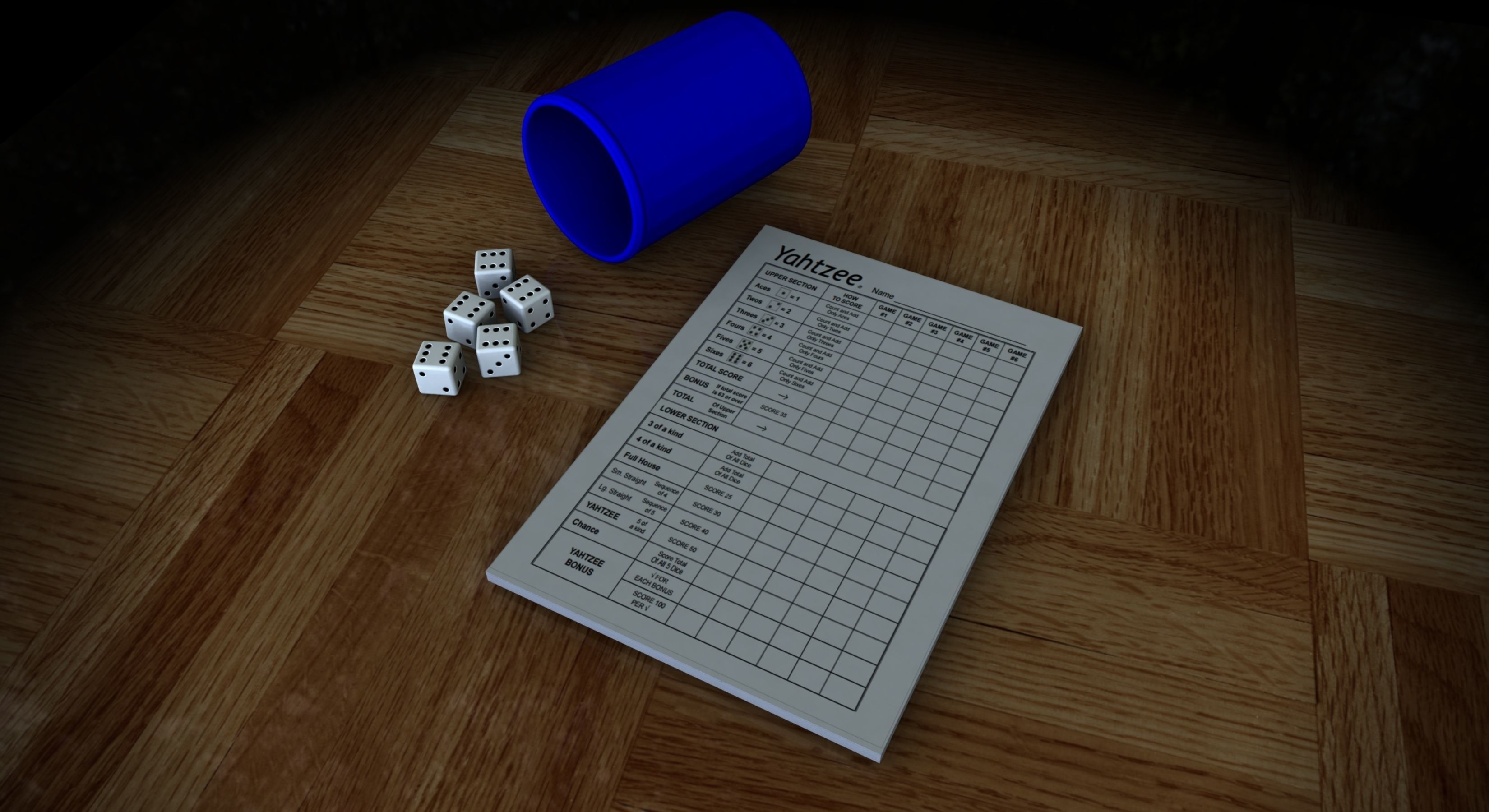 Yahtzee dice 3D model_2