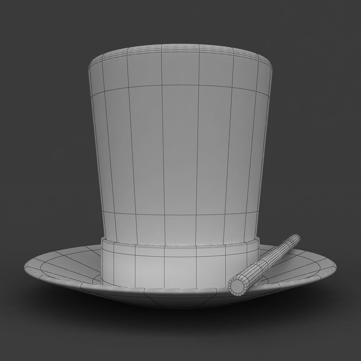 Magician Hat And Wand 3D model_4