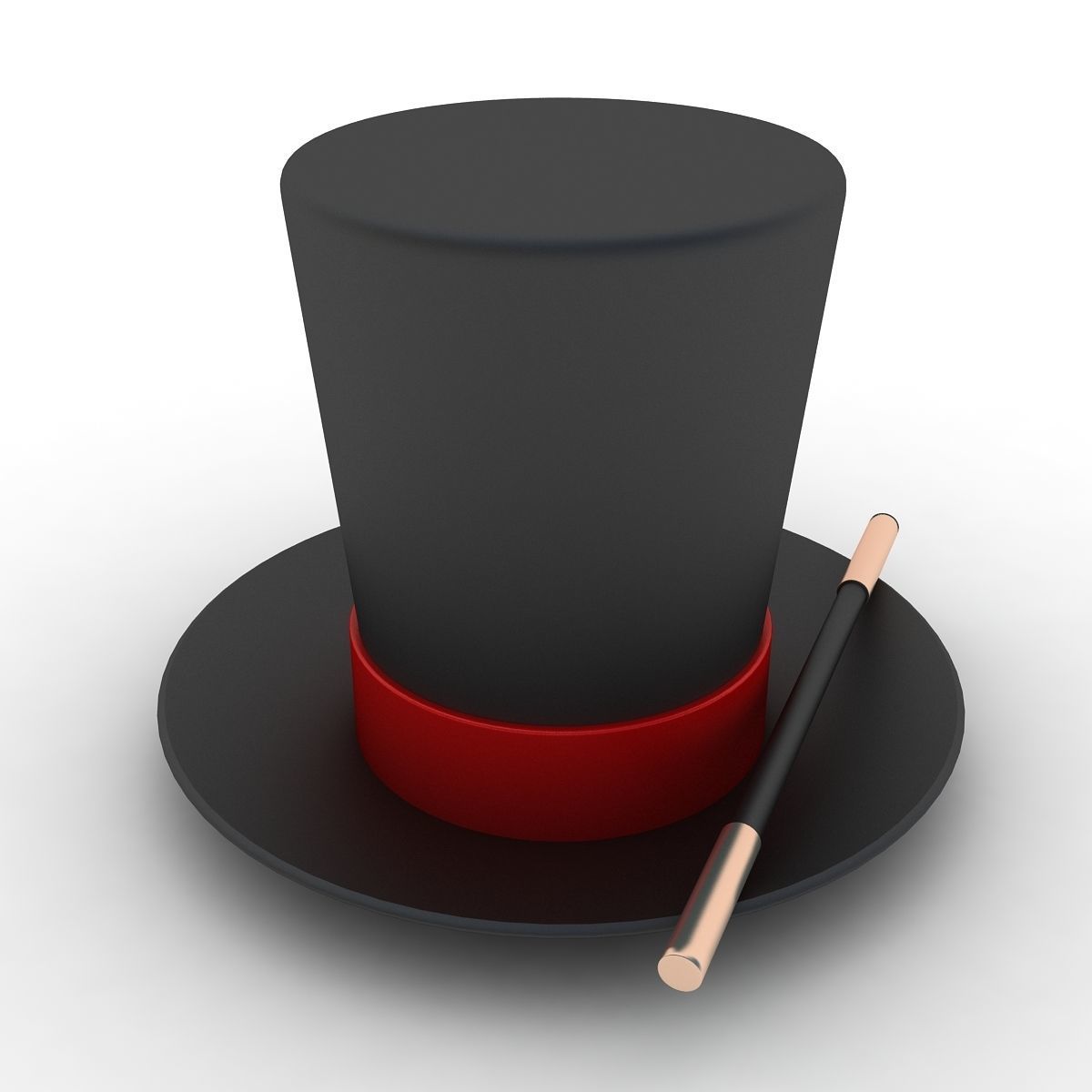 Magician Hat And Wand 3D model_3