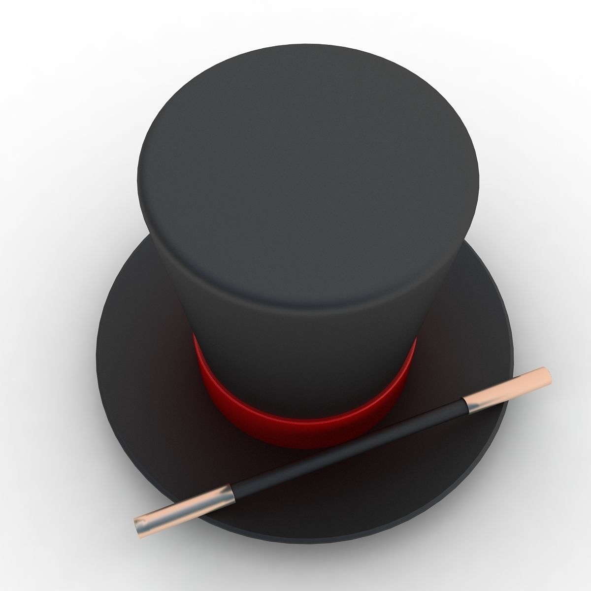 Magician Hat And Wand 3D model_2