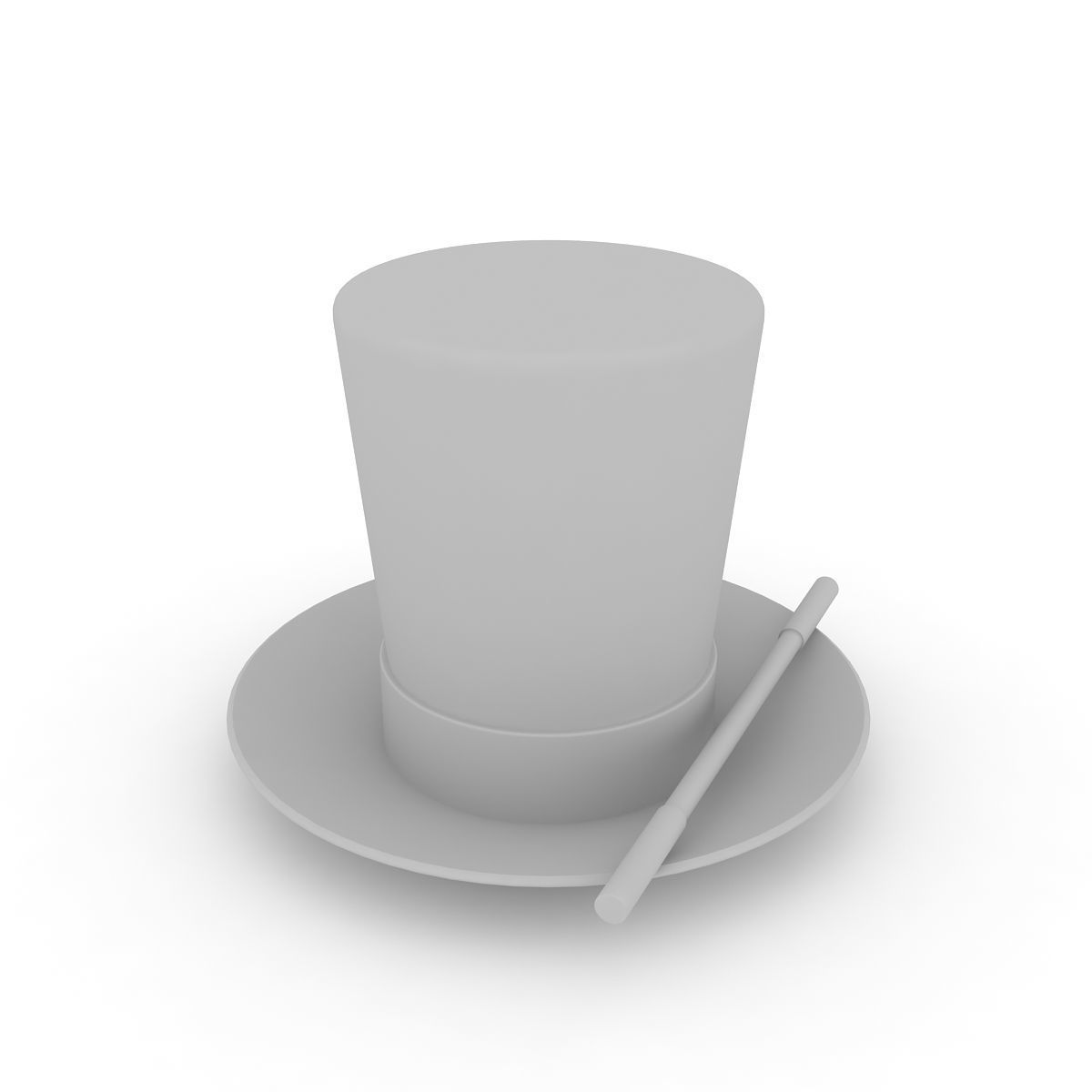 Magician Hat And Wand 3D model_6