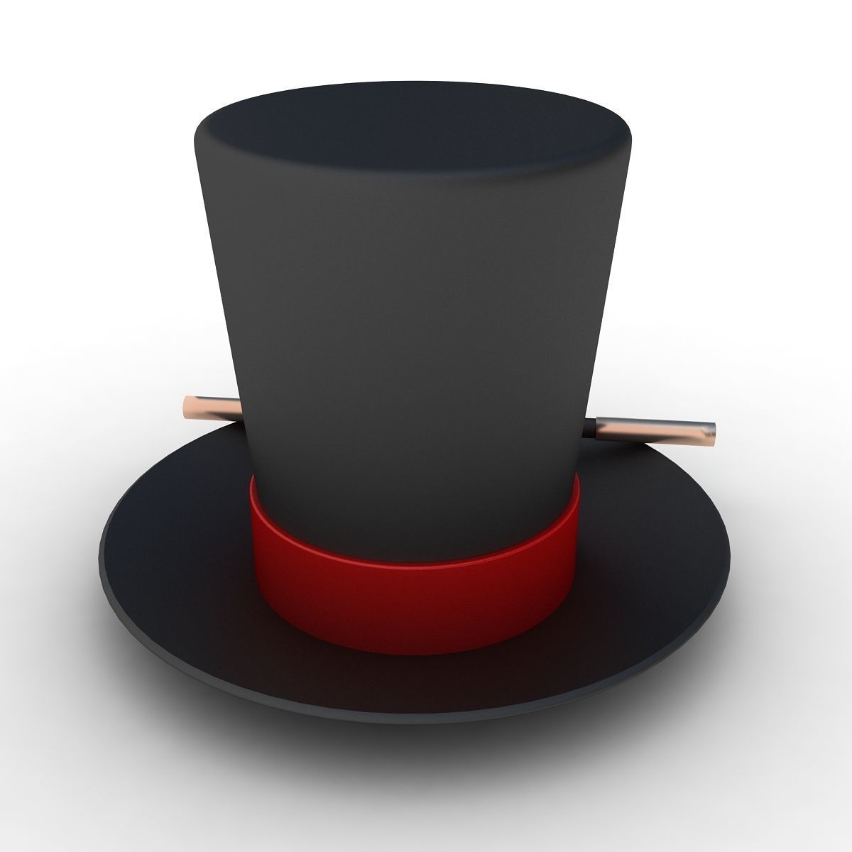 Magician Hat And Wand 3D model_1