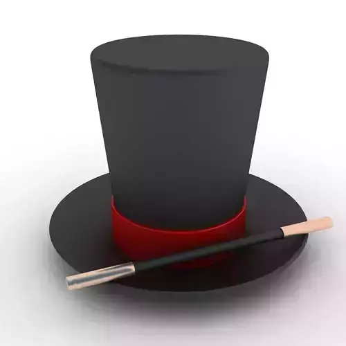 Magician Hat And Wand 3D model