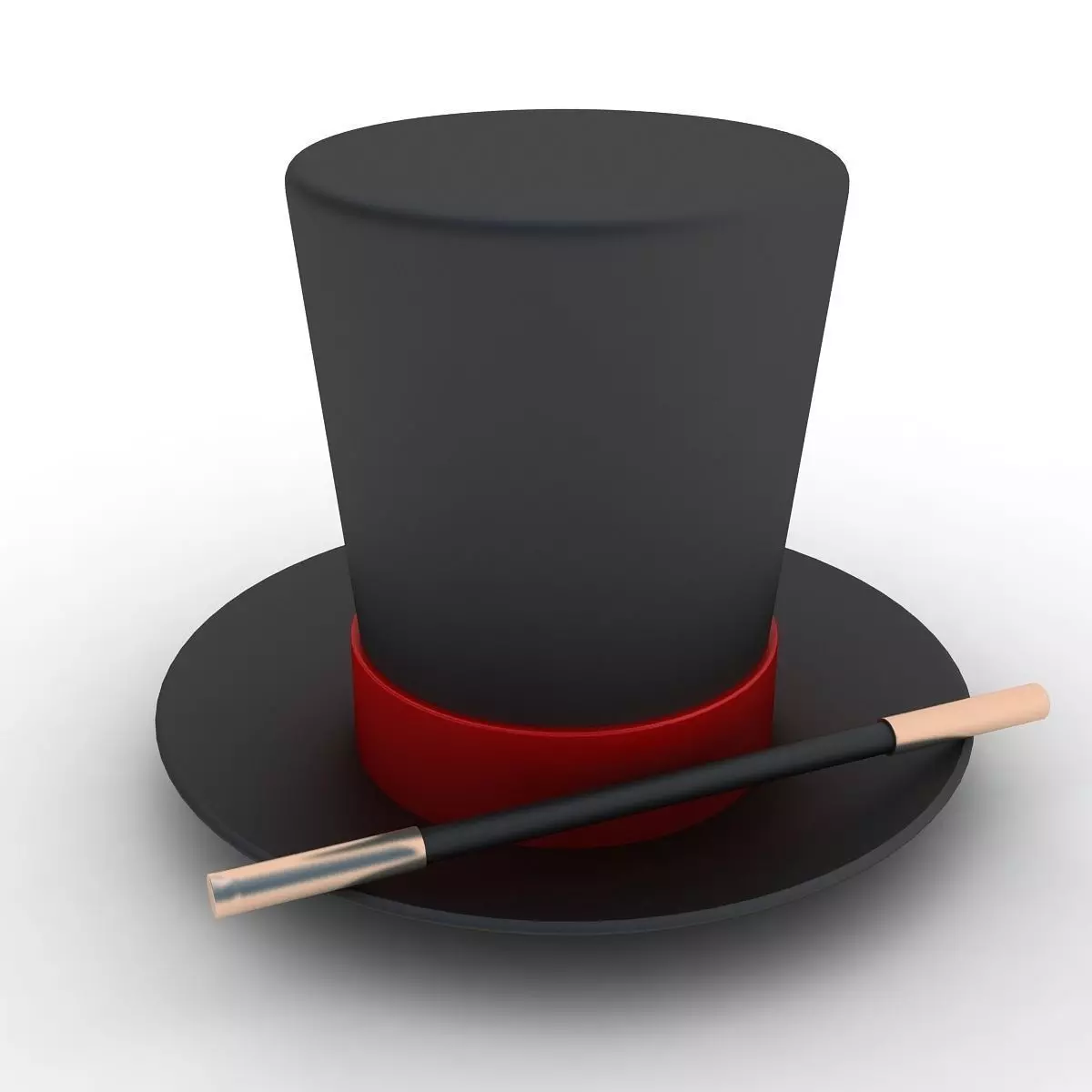 Magician Hat And Wand 3D model_0