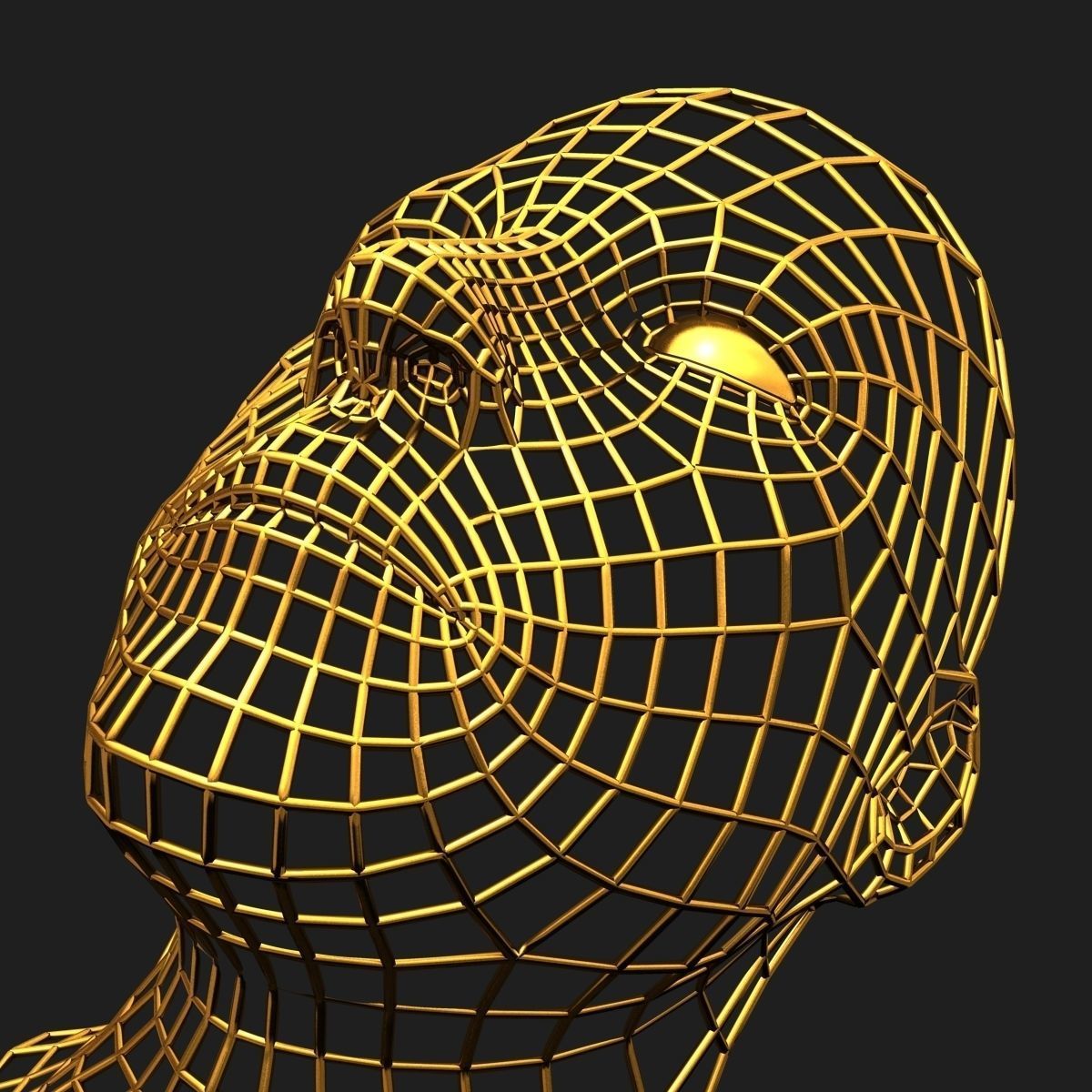 Human Face Wireframe Geometry 3D model_4