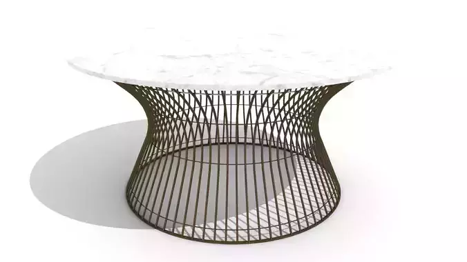 Curved Wire Mesh and Marble Coffee Table 3D model