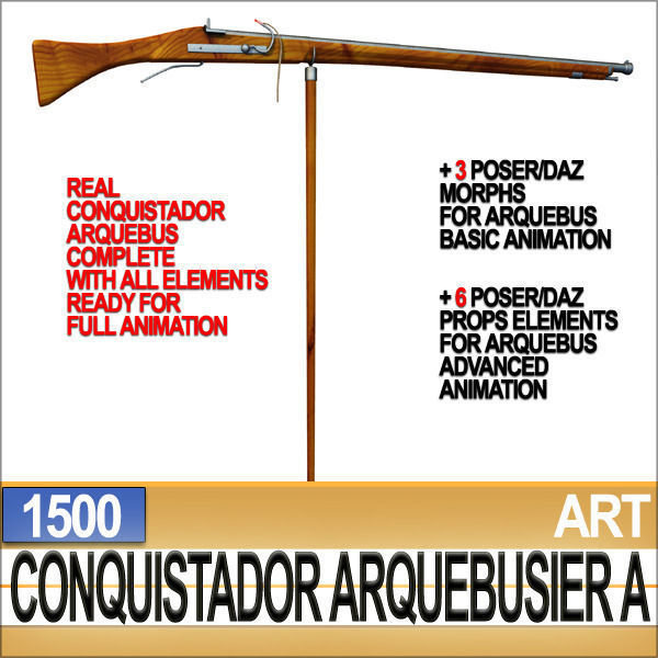 Conquistador Arquebusier Props Poser Daz A 1500 3D model_11