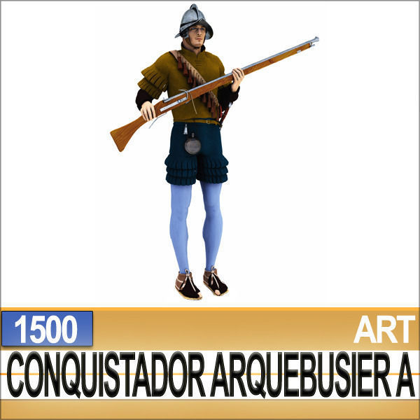 Conquistador Arquebusier Props Poser Daz A 1500 3D model_23
