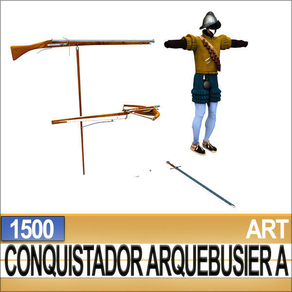 Conquistador Arquebusier Props Poser Daz A 1500 3D model_15