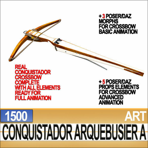 Conquistador Arquebusier Props Poser Daz A 1500 3D model_26