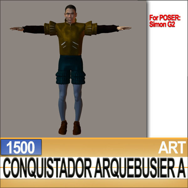 Conquistador Arquebusier Props Poser Daz A 1500 3D model_16
