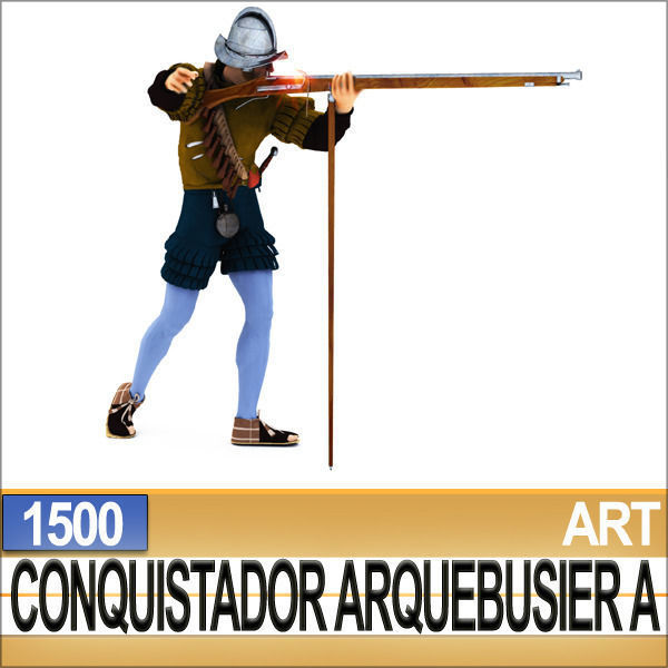 Conquistador Arquebusier Props Poser Daz A 1500 3D model_3