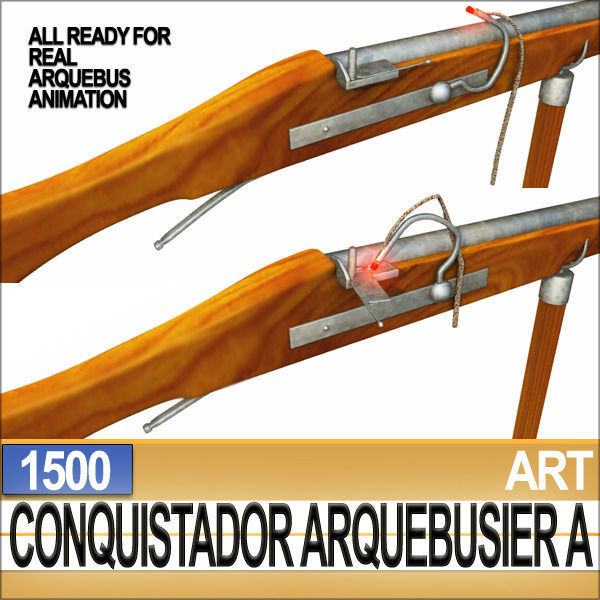 Conquistador Arquebusier Props Poser Daz A 1500 3D model_8