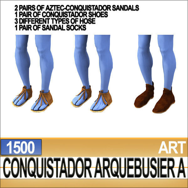 Conquistador Arquebusier Props Poser Daz A 1500 3D model_27