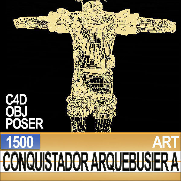 Conquistador Arquebusier Props Poser Daz A 1500 3D model_24