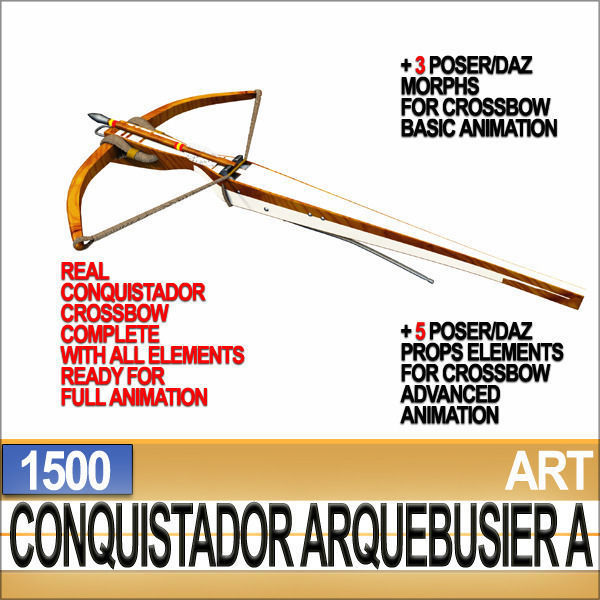 Conquistador Arquebusier Props Poser Daz A 1500 3D model_12