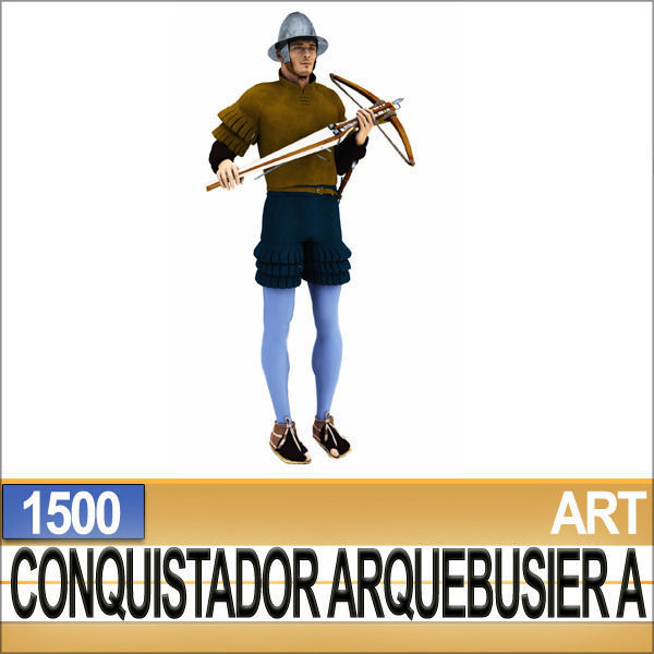Conquistador Arquebusier Props Poser Daz A 1500 3D model_2