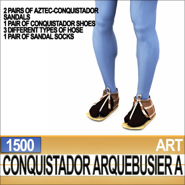 Conquistador Arquebusier Props Poser Daz A 1500 3D model_25