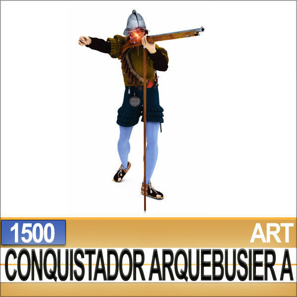 Conquistador Arquebusier Props Poser Daz A 1500 3D model_1