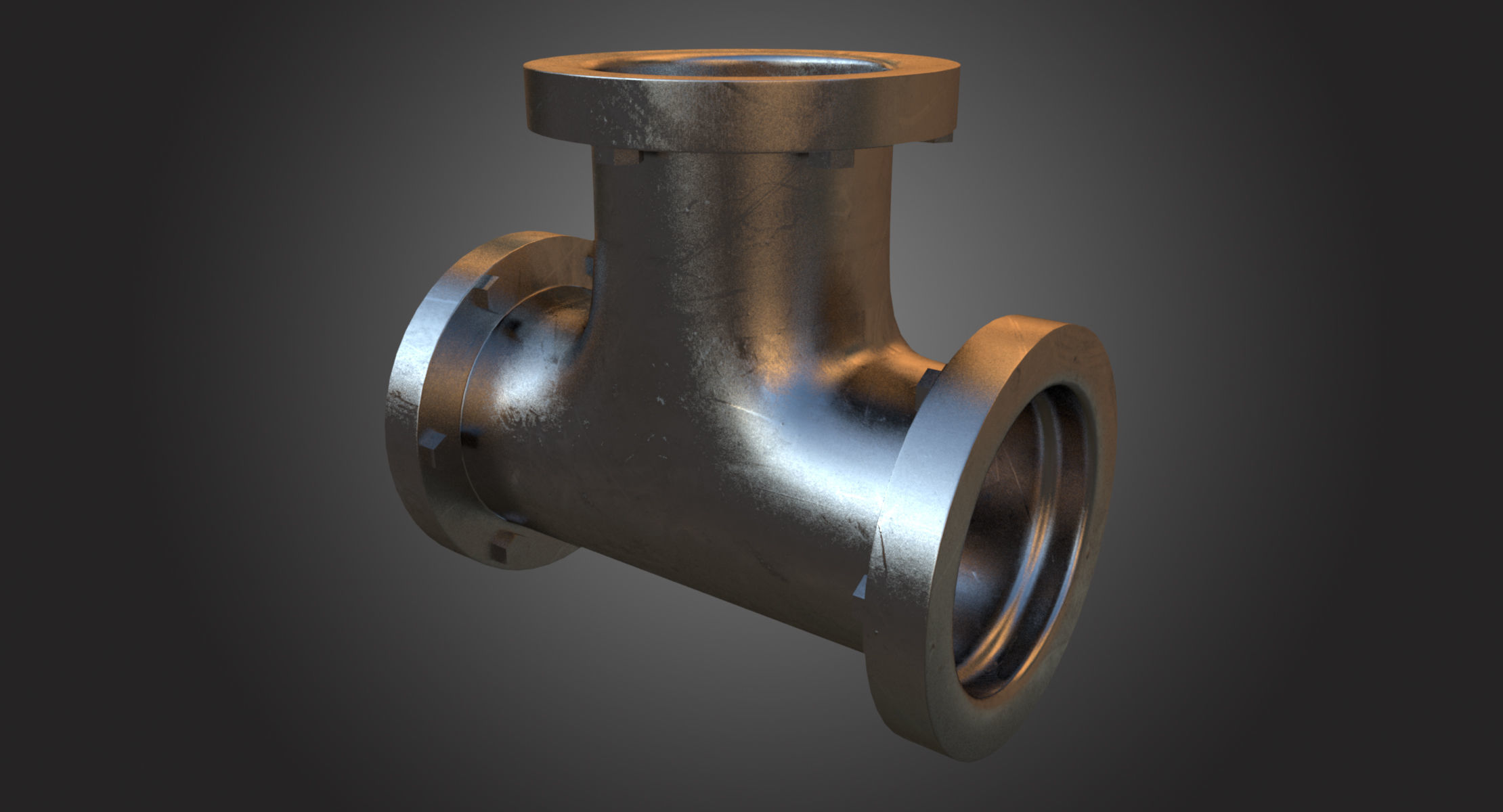 Steel T Pipe 3D model | CGTrader