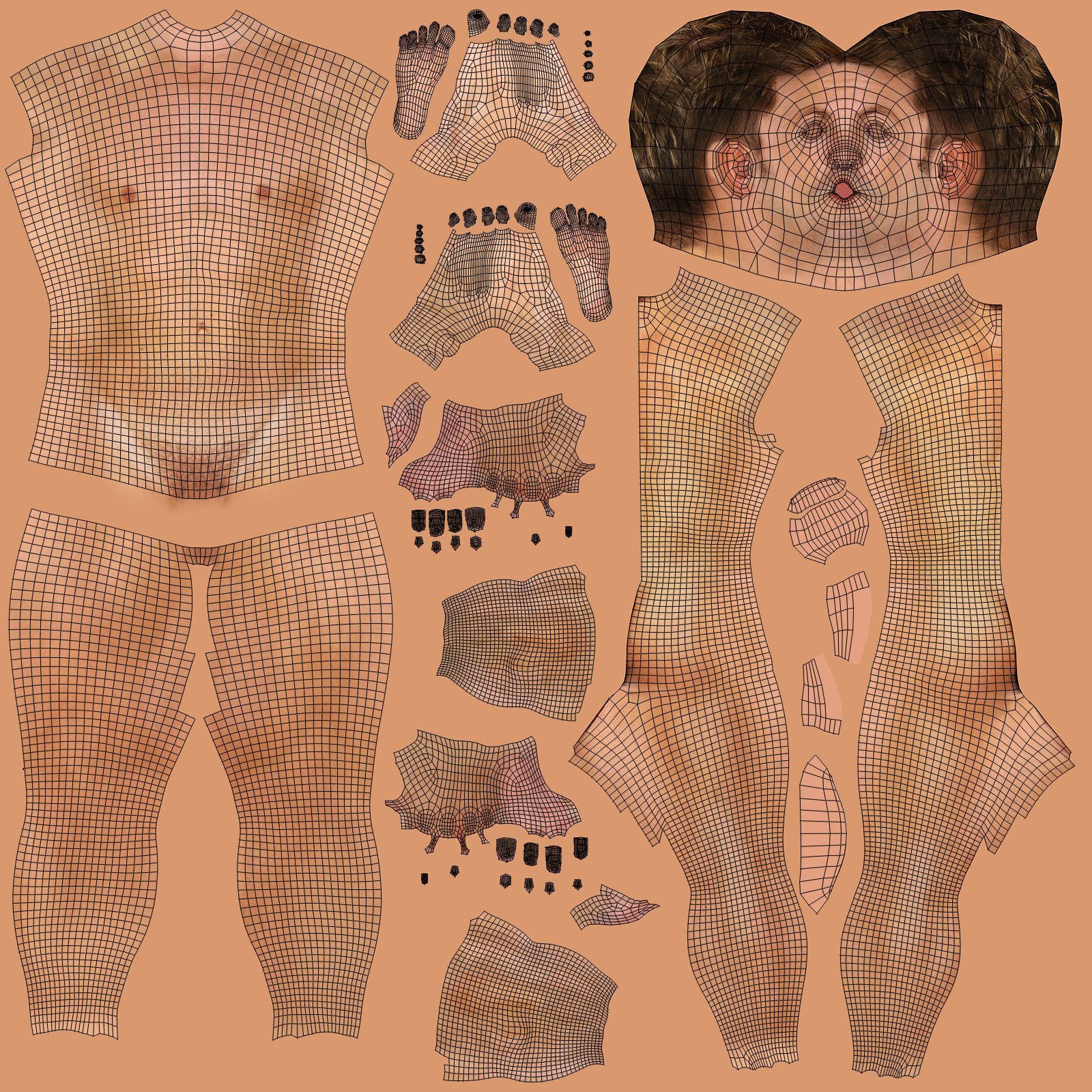 White and African American Male Full Body Collection 3D model_16