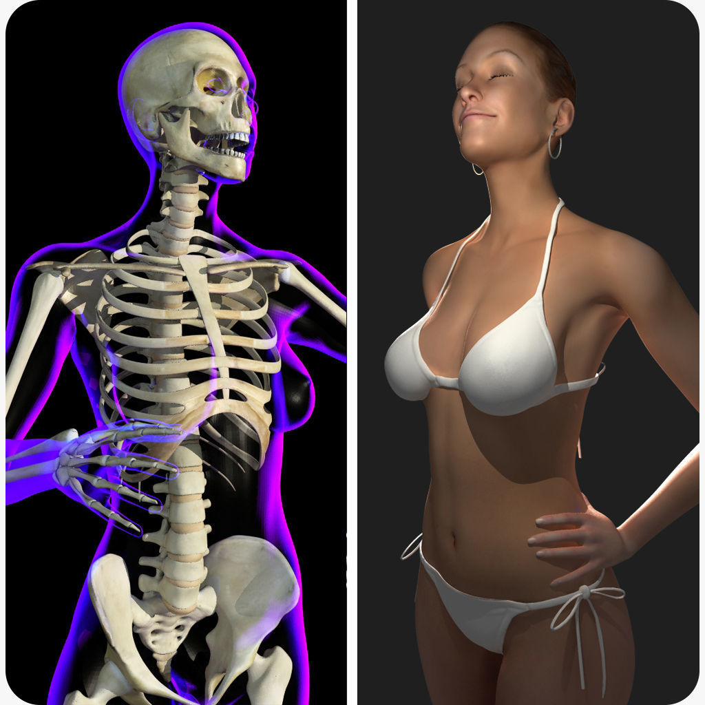 Full Female Body X-Ray With Skeleton 3D model_1
