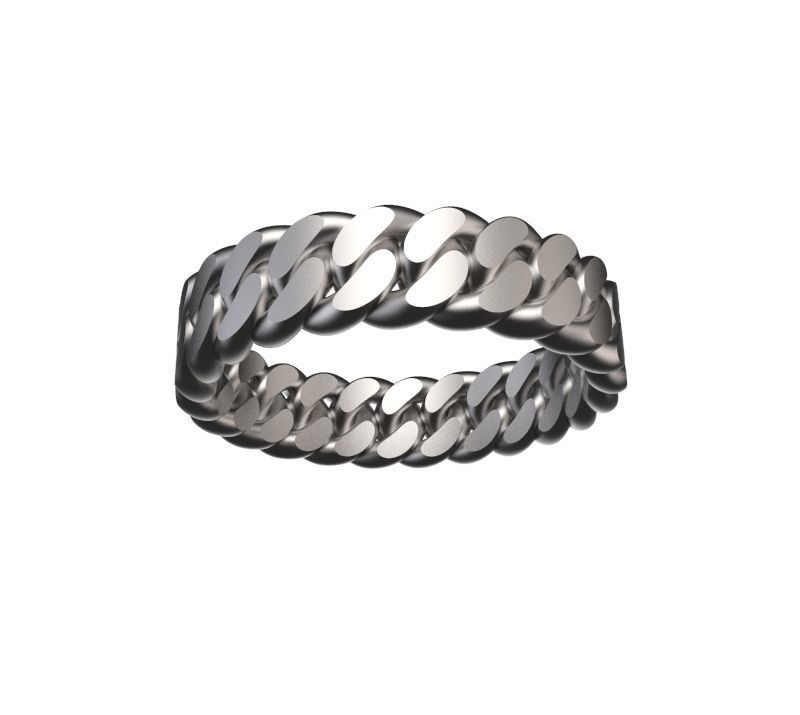 Chain Link Ring - UK Size N - 5mm Wide 3D print model_1