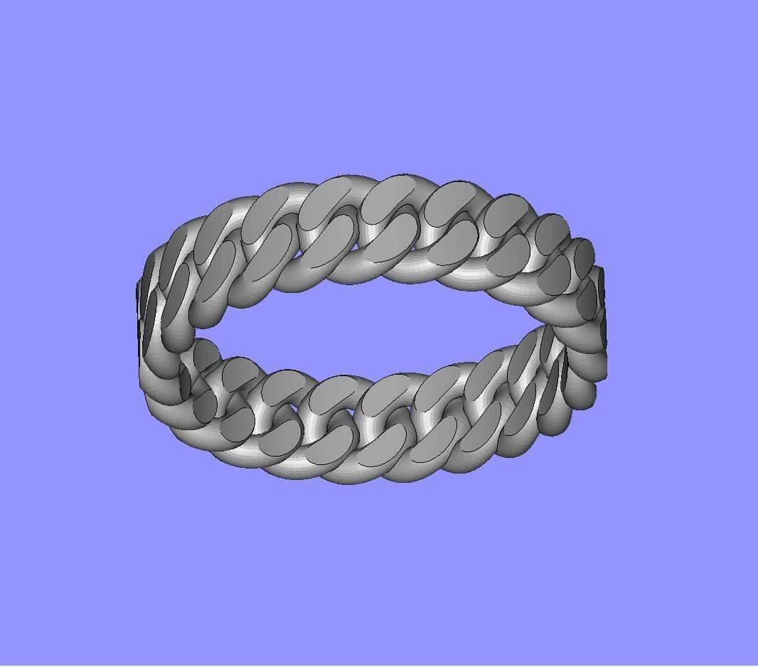 Chain Link Ring - UK Size N - 5mm Wide 3D print model_4