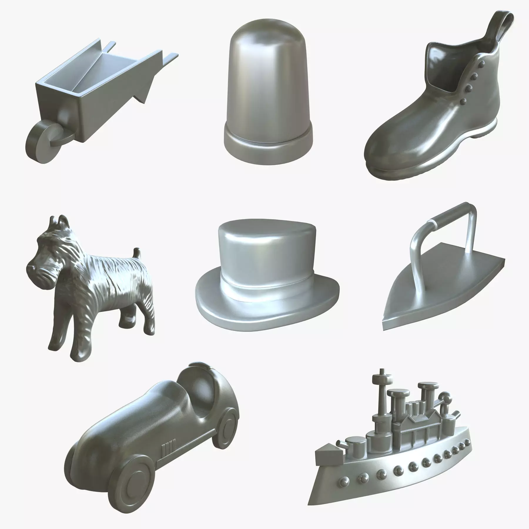 Monopoly Game Pieces 3D model_0