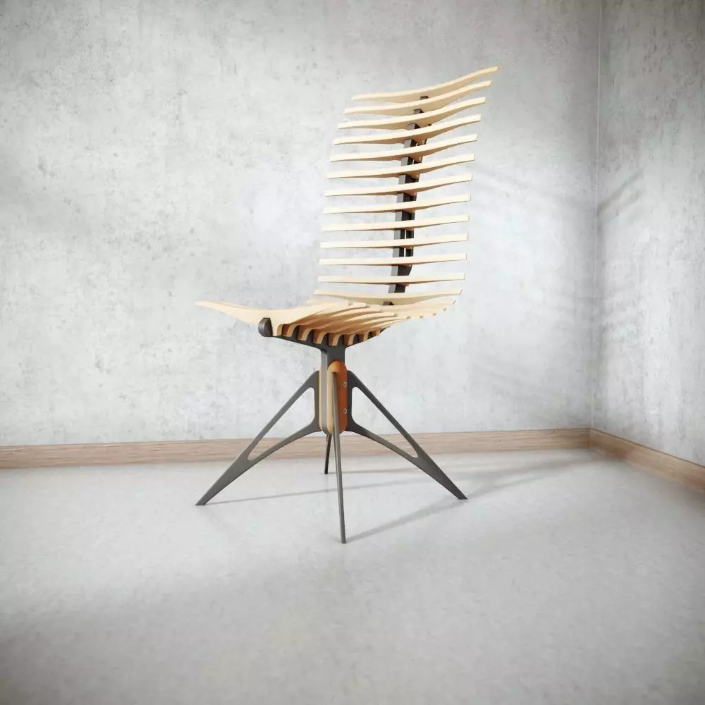 Wooden Skeleton Chair 3D model_0