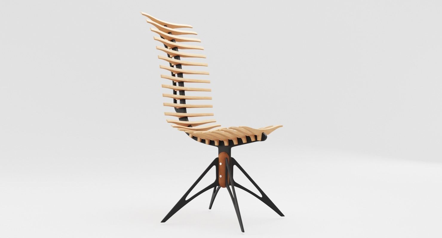 Wooden Skeleton Chair 3D model_2