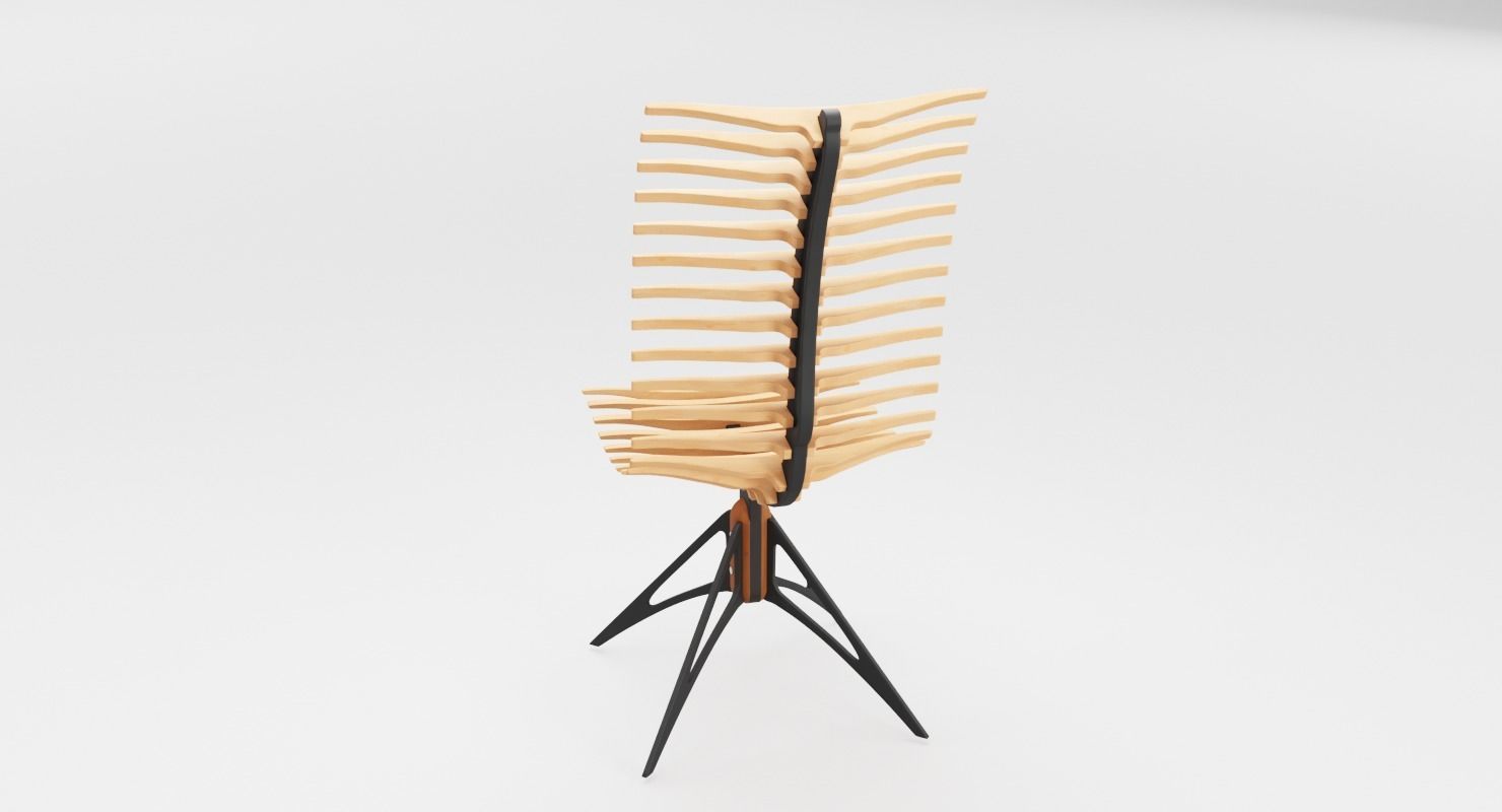 Wooden Skeleton Chair 3D model_6