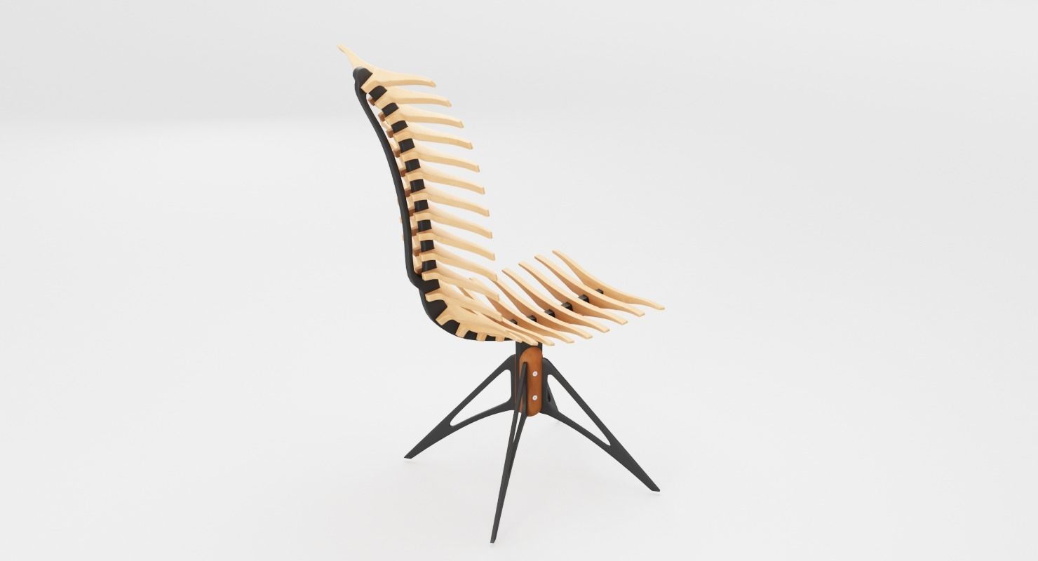 Wooden Skeleton Chair 3D model_3