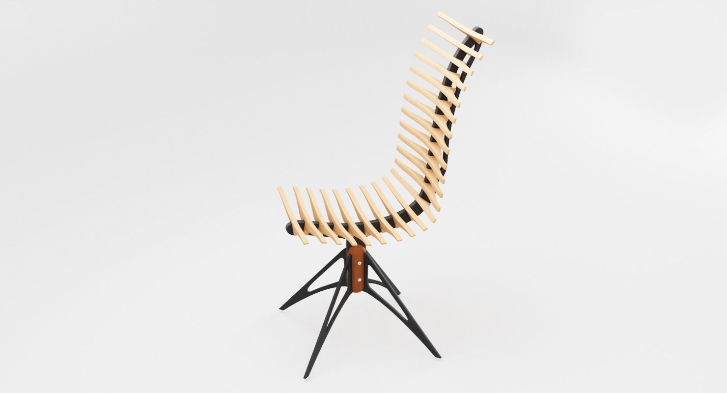 Wooden Skeleton Chair 3D model_5